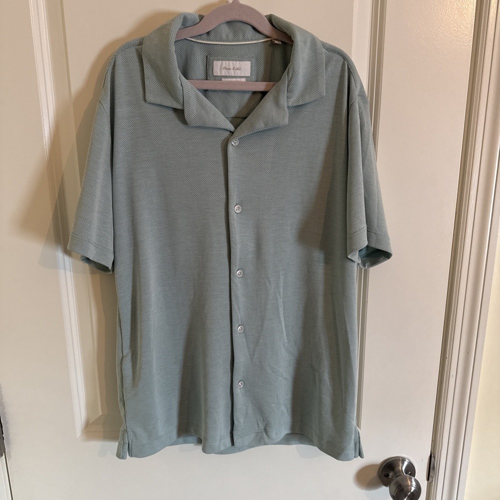 Porter & Ash Mint Green Short Sleeve Button Up Shirt Size‎ Medium Modal Blend